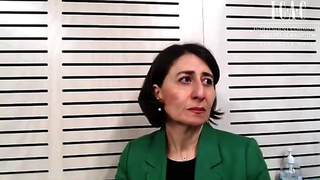 Gladys Berejiklian while being questioned at the ICAC inquiry.