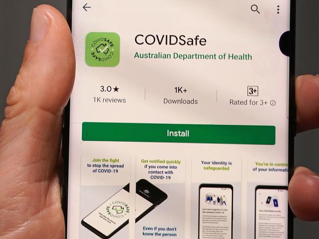 COVIDSafe securely makes a “digital handshake” through a device’s bluetooth connection with other people who have the app installed on their phones. Picture: AAP