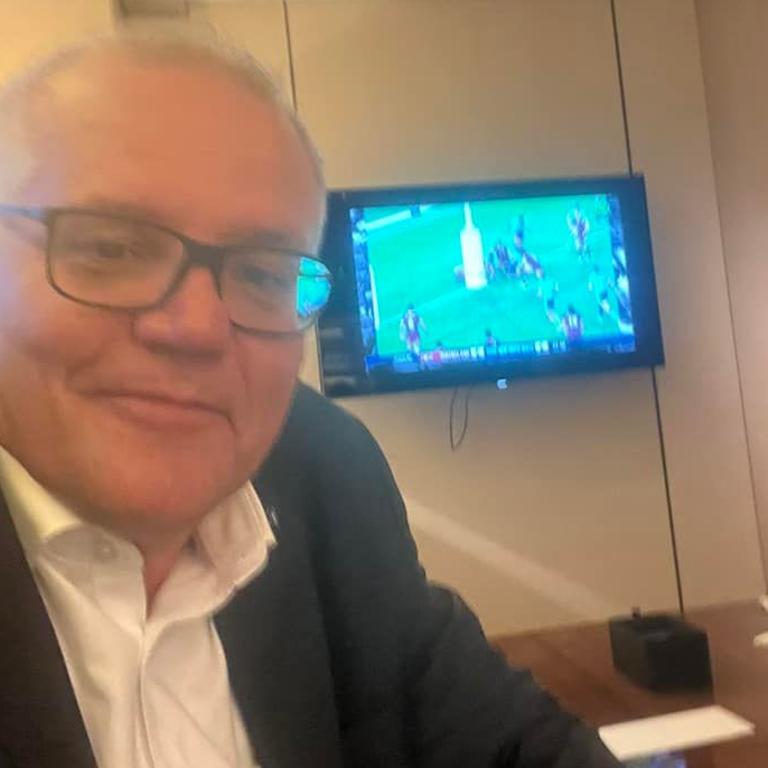 He watched the State of Origin from Seoul. Picture: Facebook/scottmorrisonmp