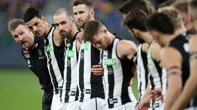 Collingwood coach Nathan Buckley and captain Scott Pendlebury. Picture: Michael Klein