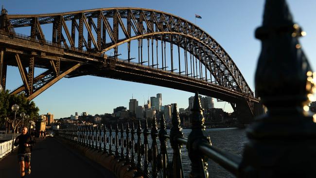 Blue skies for a change over Sydney Harbour Bridge on Thursday. Picture: NewsWire / Damian Shaw