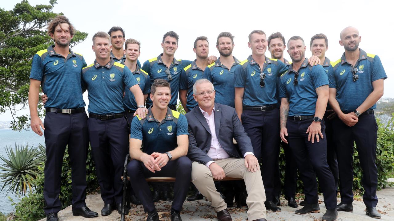 The Australian Test Cricket team and Prime Minister Scott Morrison at Kirribilli House