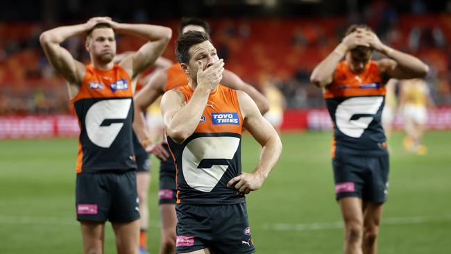 Dejected Toby Greene during the AFL finals. Picture: Phil Hillyard