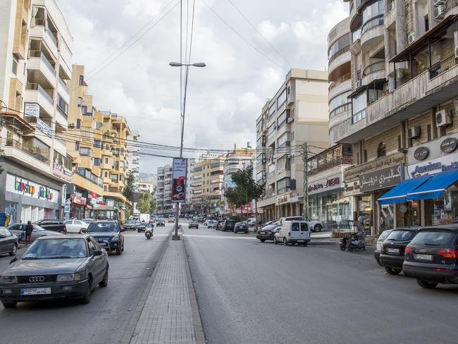 Tight security ... Sainte Therese Road in Hezbollah stronghold district Dahieh in Beirut where Sally Faulkner kidnapped her two kids.  Picture:  Ella Pellegrini