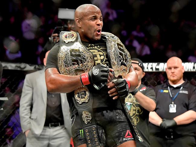 NEW YORK, NY - NOVEMBER 03:  Daniel Cormier of the United States celebrates his victory over Derrick Lewis of the United States in their heavyweight title bout during the UFC 230 event at Madison Square Garden on November 3, 2018 in New York City.  (Photo by Steven Ryan/Getty Images)