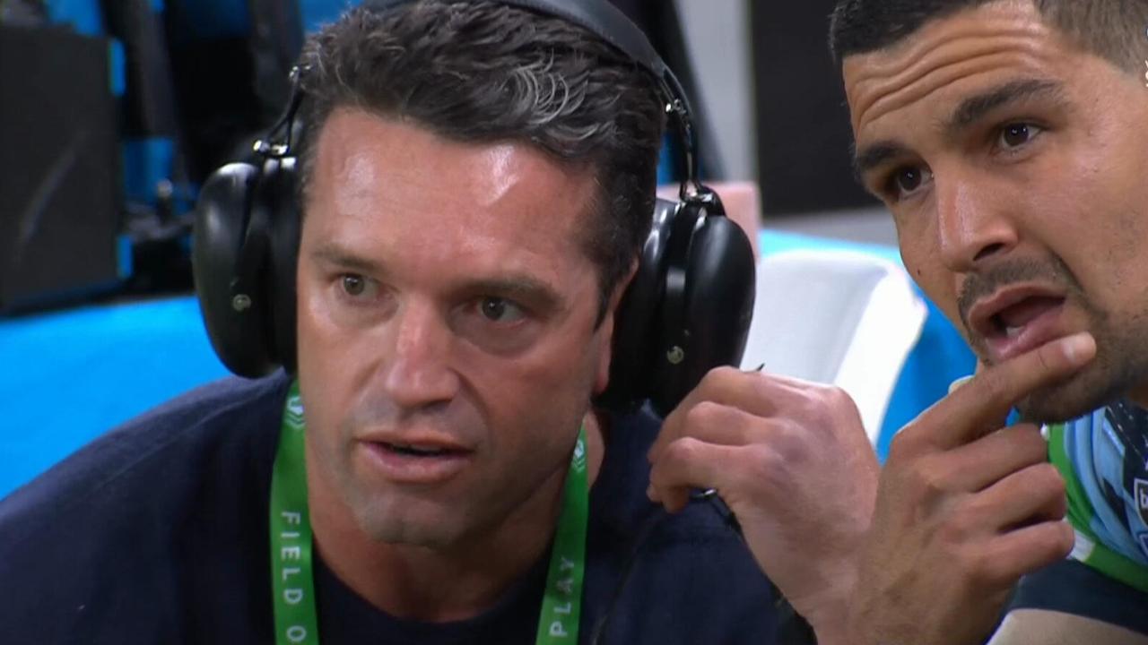 Cody Walker sits on the sidelines after being subbed off.