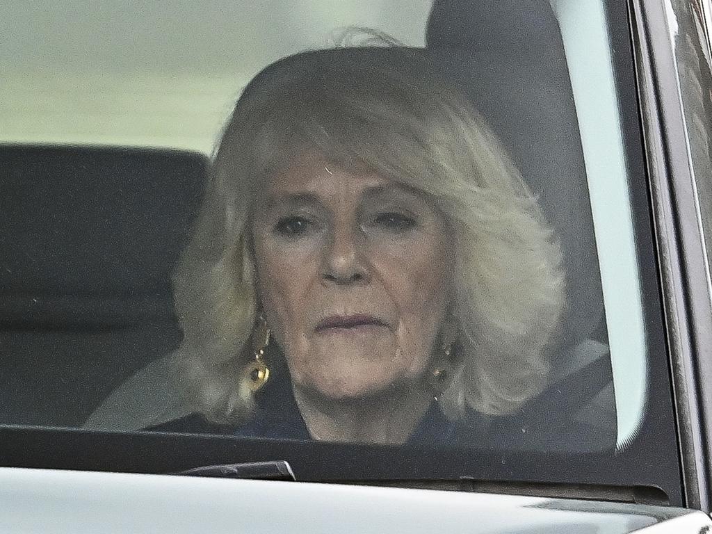 Camilla is seen being driven through central London, following the release of an interview with Prince Harry, Duke of Sussex and his wife Meghan, Duchess of Sussex. Picture: Sipa USA