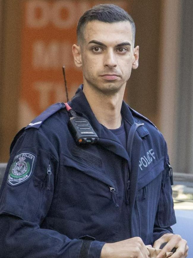 NSW Police officer Beau Lamarre-Condon handed himself into Bondi Police Station on Friday. Picture: Liam Mendes