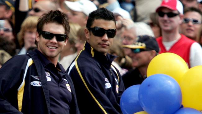 Ben Cousins and Daniel Kerr after the West Coast Eagles won the 2006 AFL Grand Final.