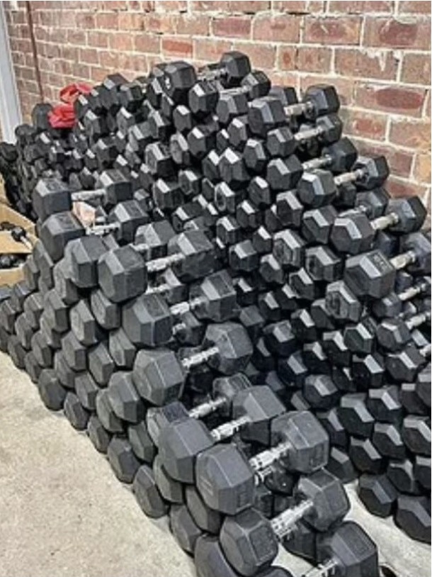 This stack of dumbbells was up for sale for just $3 a kilo earlier this year. Picture: Facebook