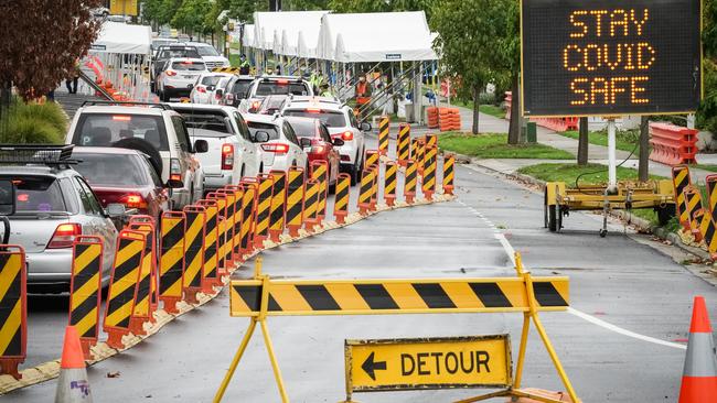 The closure caused chaos for border communities. Picture: Simon Dallinger.