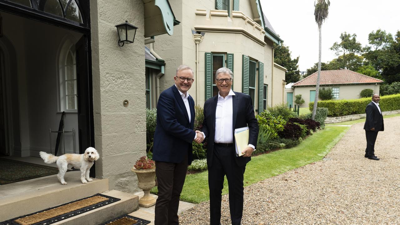 Anthony Albanese and Bill Gates meet at Kirribilli House. Picture: Rhett Wyman/Pool/NCA NewsWire