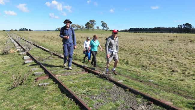 Friends of the Goulburn Crookwell Rail Trail inspect the track. It runs from Goulburn station due north almost to the Goulburn Correctional Centre, winds cross country up to Midland road and down to Crookwell.