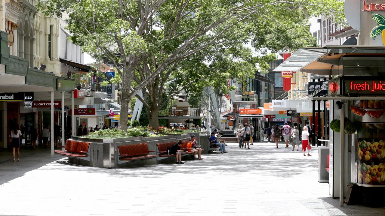 Queen St Mall looked pretty quiet on February 8, which was the day public servants were supposed to go back to the office. Picture: Steve Pohlner