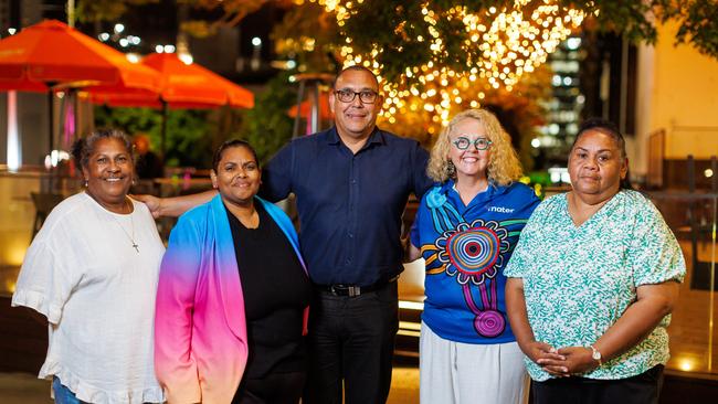 Representatives from Townsville Aboriginal and Islanders Health Service and Palm Island Community Company Heather Lee, Councillor Mersane Oui, Dr Sean Taylor, Associate Professor Kym Rae and Olivia Miller. Picture supplied.