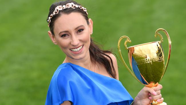 Retired jockey Katelyn Mallyon has joined the Channel 7 commentary team for this year’s Spring Racing Carnival. Picture: Josie Hayden