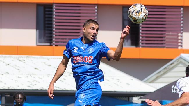 MELBOURNE, AUSTRALIA - FEBRUARY 10 2024 Cian Cuba of Avondale during the NPL Victoria game between Avondale v Dandenong City at Reggio Calabria Club.Picture: Brendan Beckett