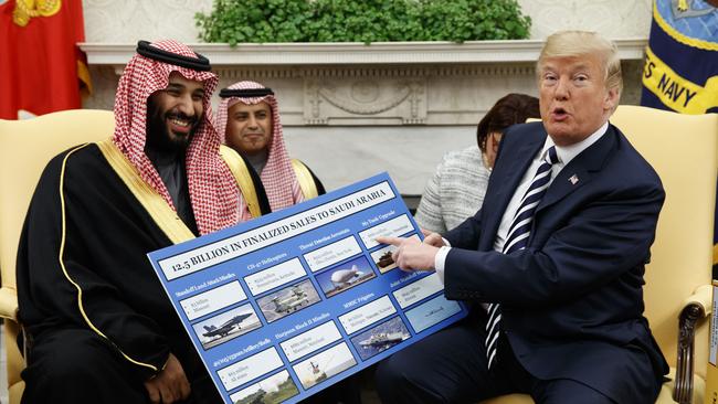 Donald Trump hosts Mohammed bin Salman in the Oval Office in March. Picture: AP