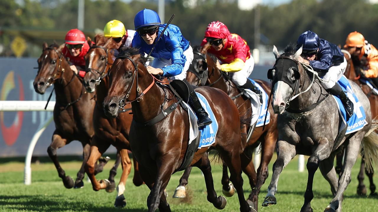 Broadsiding and Zac Lloyd deliver an awesome first-up win in the Hobartville Stakes at Rosehill. Picture: Getty Images