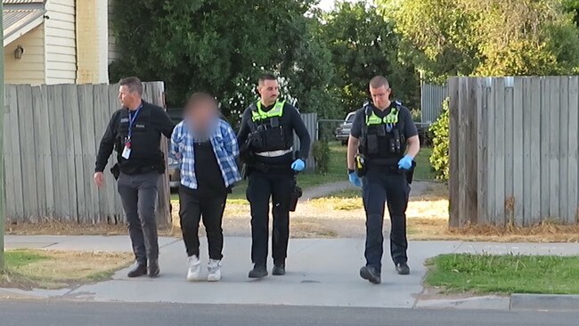 One of the men arrested after Echo Taskforce executed eight search warrants near Bendigo.