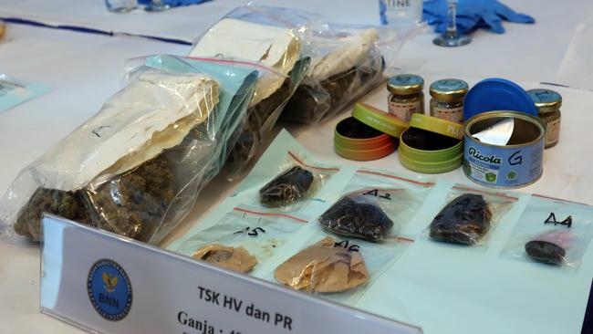 Evidence showcased by the Indonesia Narcotic Agency. Picture: Lukman S. Bintoro