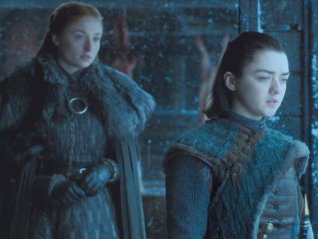 Stark sisters ... Sophie Turner and Maisie Williams and Sansa and Arya Stark in Game of Thrones. Picture: HBO