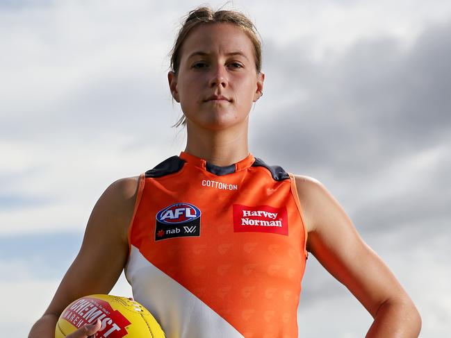 AFLW GWS Giants star Nicola Barr pictured at her training ground at Sydney Olympic Park in Homebush. Picture: Toby Zerna