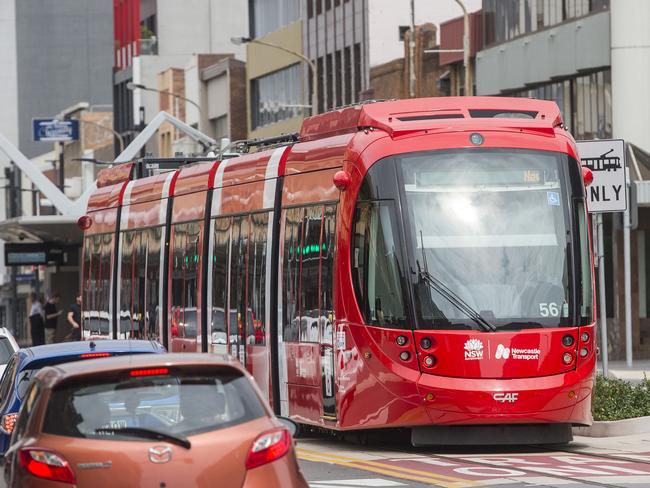 NEWCASTLE NEWS/AAP. Light Rail on Hunter St at Newcastle on Friday, 17 January, 2020. Generic photographs around Newcastle. (AAP IMAGE / Troy Snook)