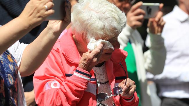 A lady cried at Bourke St Mall. Picture: Alex Coppel