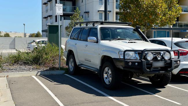 Cars park illegally at the Mawson Lakes Railway station carpark due to overcrowding. Picture: Bianca De Marchi