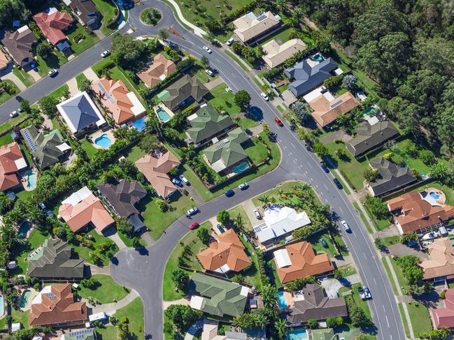 Aerial view of australian suburban houses