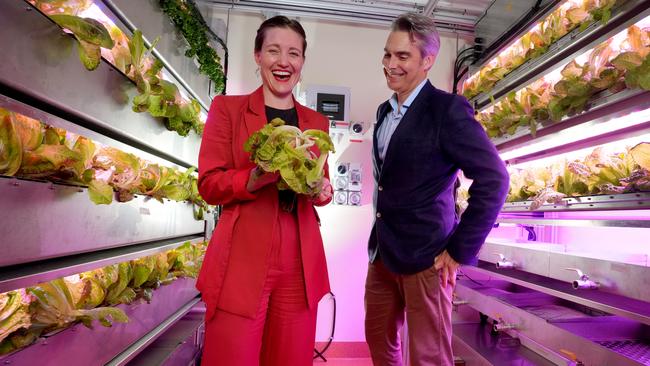 Dr Lieke Van Der Hulst with plants being grown at the Space Plant Centre, new $90m centre of excellence working with NASA to grow a garden on the moon in 2026. Picture: Dean Martin