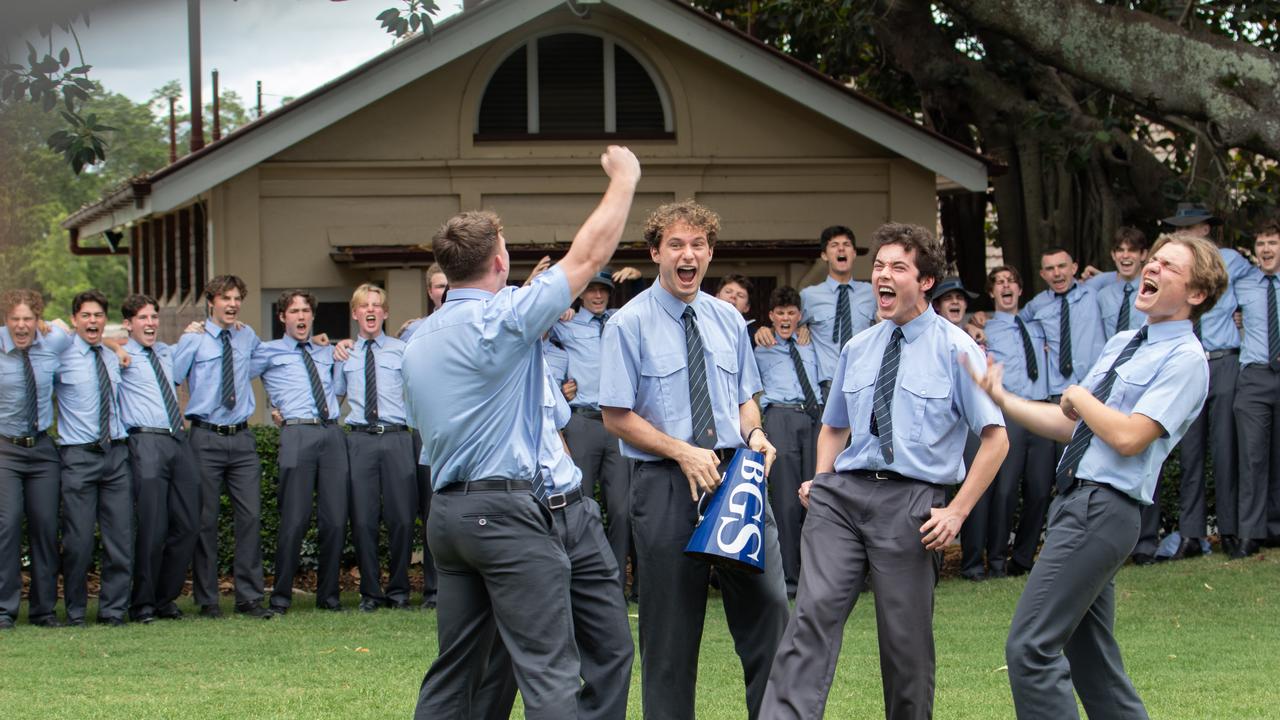 Brisbane Grammar School graduates celebrate the end of their schooling life.