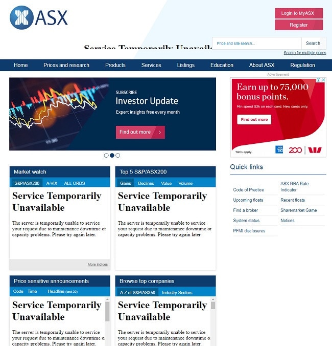 This is awkward — ASX website down amid market rout.