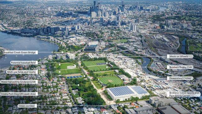 Lord Mayor Adrian Schrinner has unveiled plans for a new inner-city sports precinct which could boost home prices in the Albion area. Picture Brisbane City Council