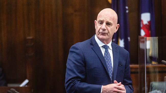 Premier Peter Gutwein on the first day of parliament for 2022. Photo: Linda Higginson