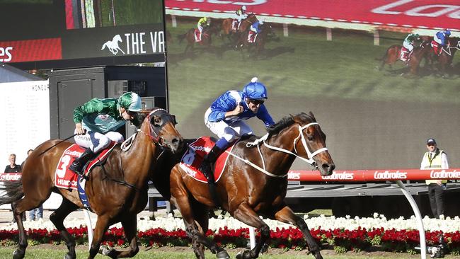 Winx had to dig in to win her third weight-for-age championship. Picture: David Caird