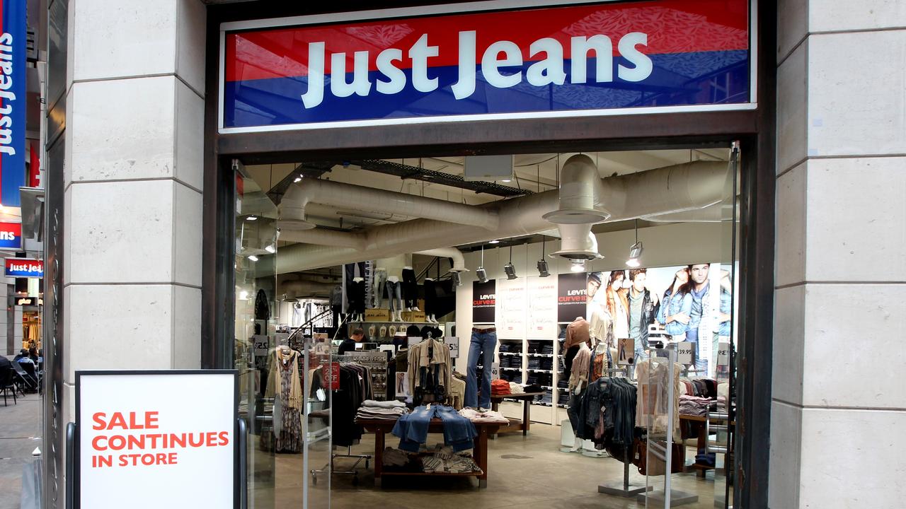 Exterior of Just Jeans store in Pitt Street Mall, city of Sydney. Premier Retail (formerly Just Group) are closing 50 of their 900 stores, including brands such as Just Jeans, Jay Jays, Dotti, Portmans Jacqui E, Peter Alexander and Smiggle, after experiencing slow trade.