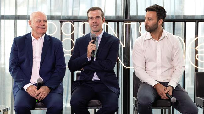 Leigh Matthews, Tom Morris and Jimmy Bartel. Picture: Fiona Hamilton