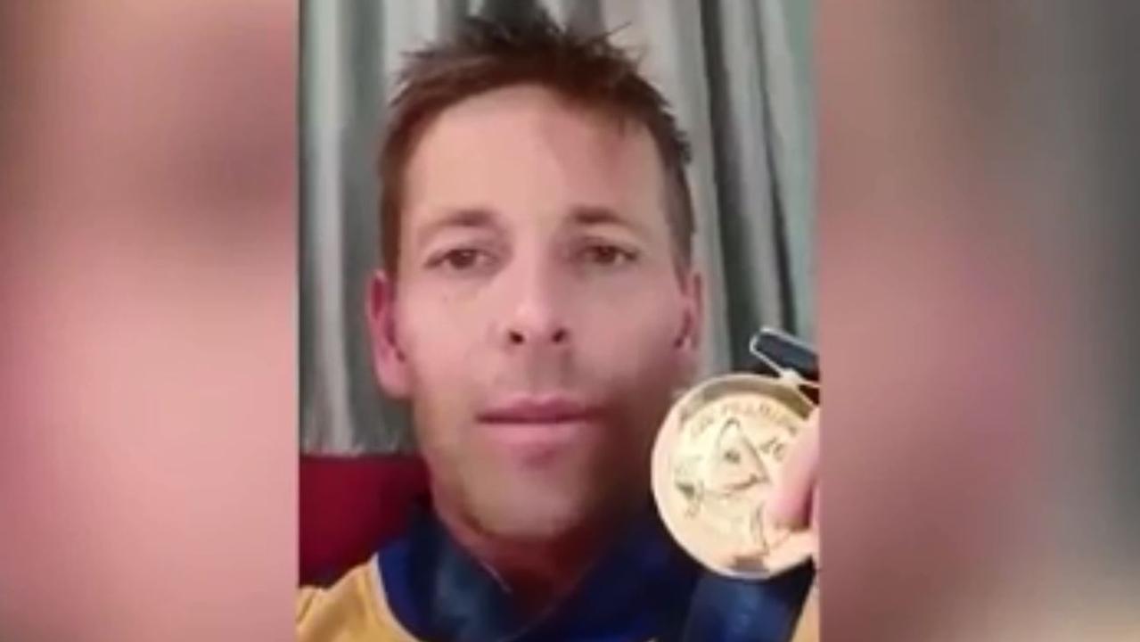 Mark LeCras in his post-Grand Final video that has gone viral.