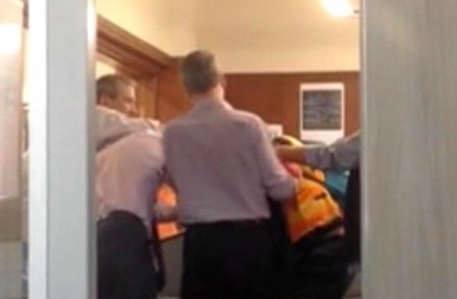 Scenes from video footage taken from the May 31, 2016 incident at Gym[pie Regional Council&#39;s Mary St office. Picture: Contributed