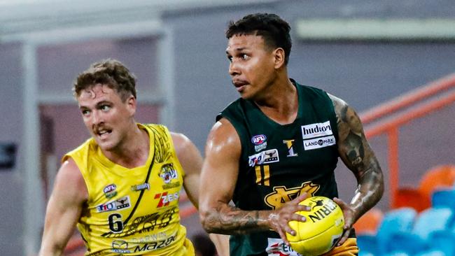 Nightcliff and St Mary's clash in a blockbuster NTFL clash on Friday night. Picture: Celina Whan / AFLNT Media