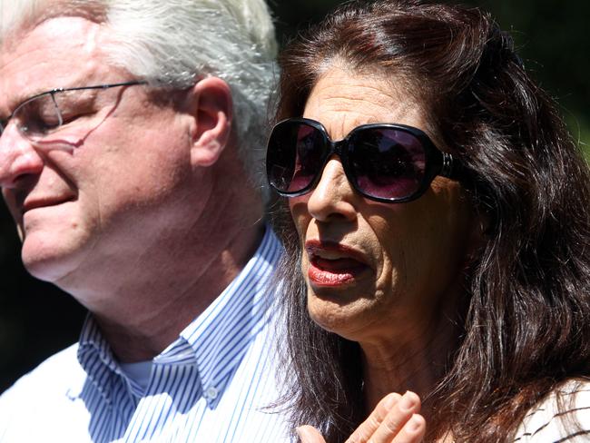 Diane and John Foley talk to reporters about their son James. Pic: AP.