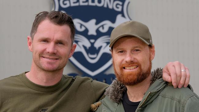 Patrick Dangerfield with his best mate, Aaron Habgood. Picture: Mark Wilson