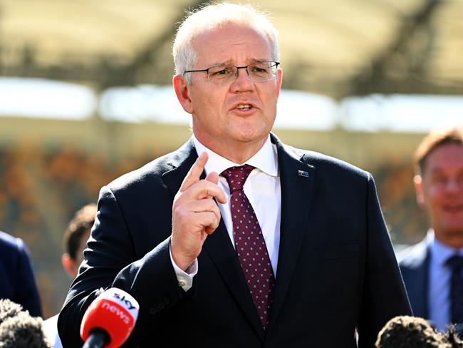 Prime Minister Scott Morrison during a visit to the Gabba Stadium in Brisbane. Picture: Dan Peled