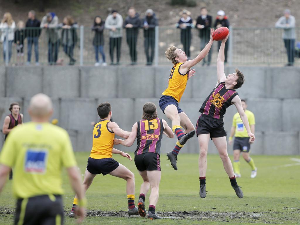 Hutchins 1st XVIII versus Scotch Oakburn in the Sports Association of Independent Schools Australian Rules grand final. Picture. PATRICK GEE