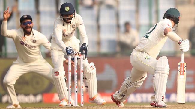 Travis Head falls in the first over. Picture: Robert Cianflone/Getty