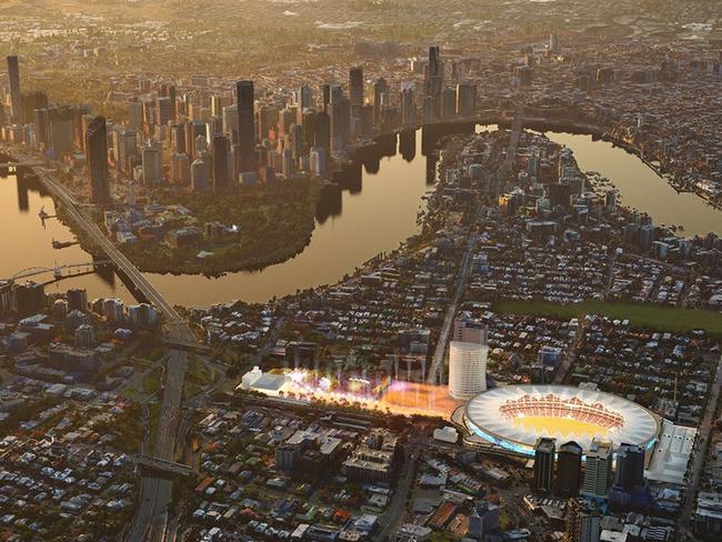 Renders of the Gabba Stadium ahead of the Brisbane 2032 Olympic and Paralympic Games. Source: Queensland Government