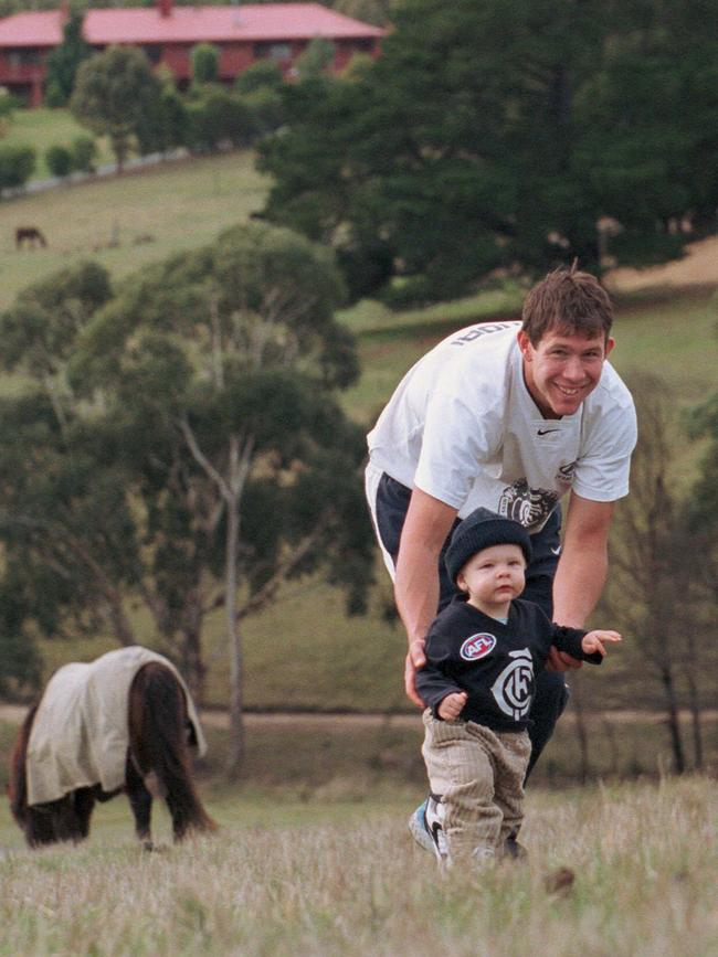 Ratten with Cooper, aged 14 months, at Kangaroo Ground in 2000.