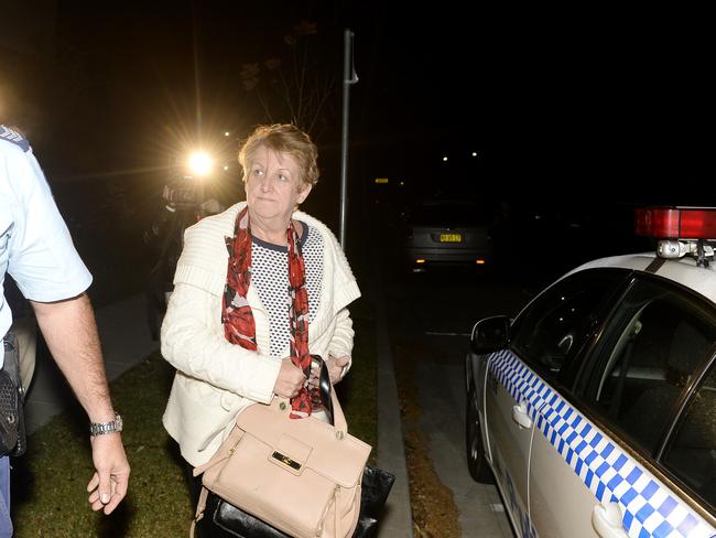 Karen Bailey leaves Wyong police station last night after her earlier arrest for abusing passengers on a train. Picture: Peter Clark